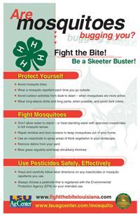 Please click here for the LSU AgCenter poster, Are Mosquitoes Bugging You?