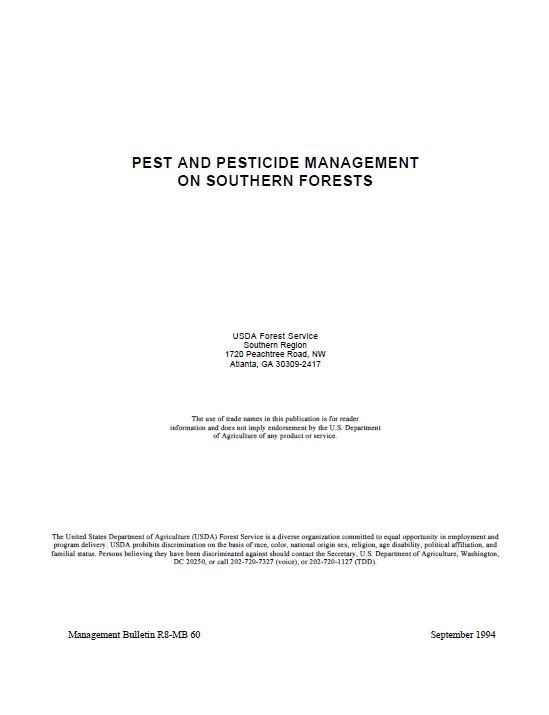 Click image for PDF of Pest and Pest Management on Southern Forests Manual