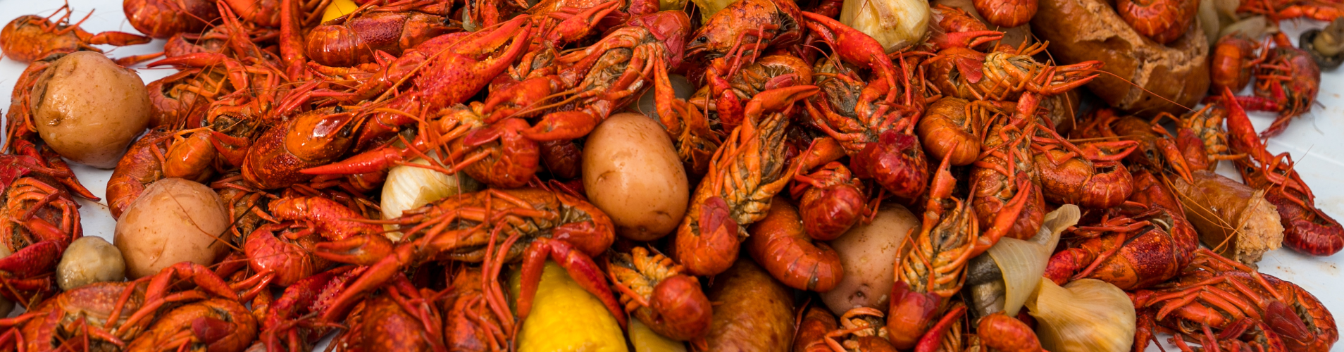 Crawfish, potatoes and corn.