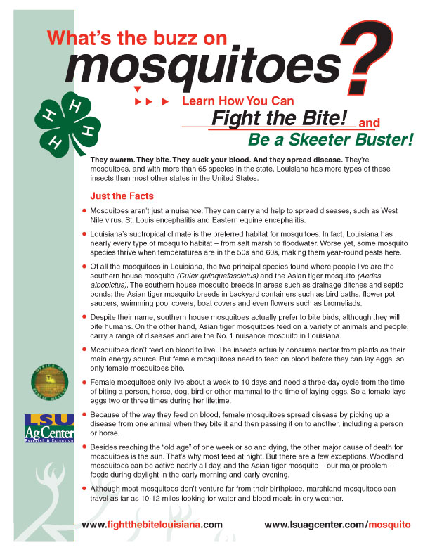 Whats The Buzz on Mosquitoes Fact Sheet