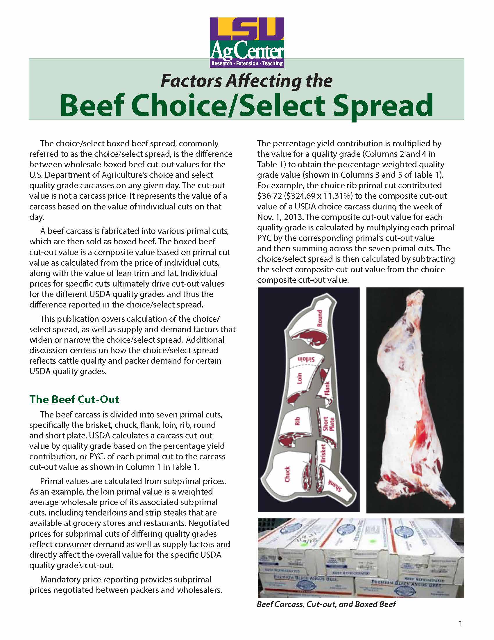 Factors Affecting the Beef Choice/Select Spread