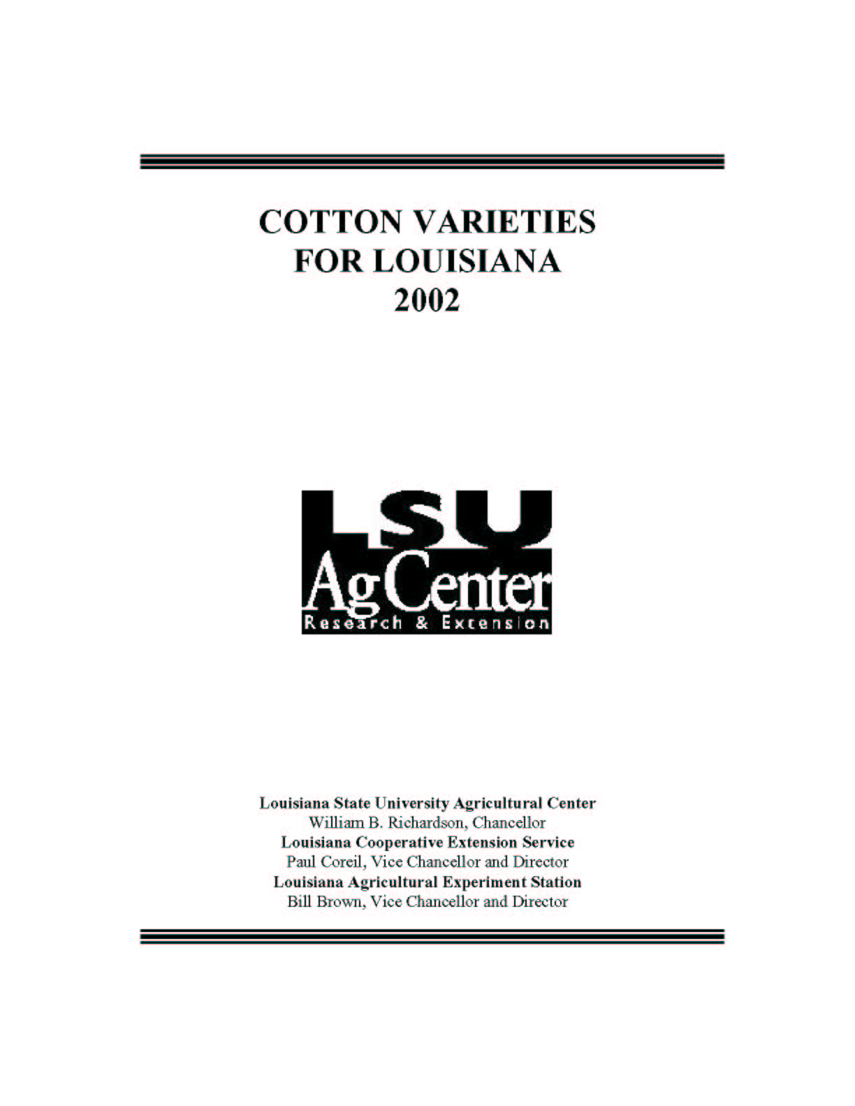 2002 Cotton Varieties for Louisiana