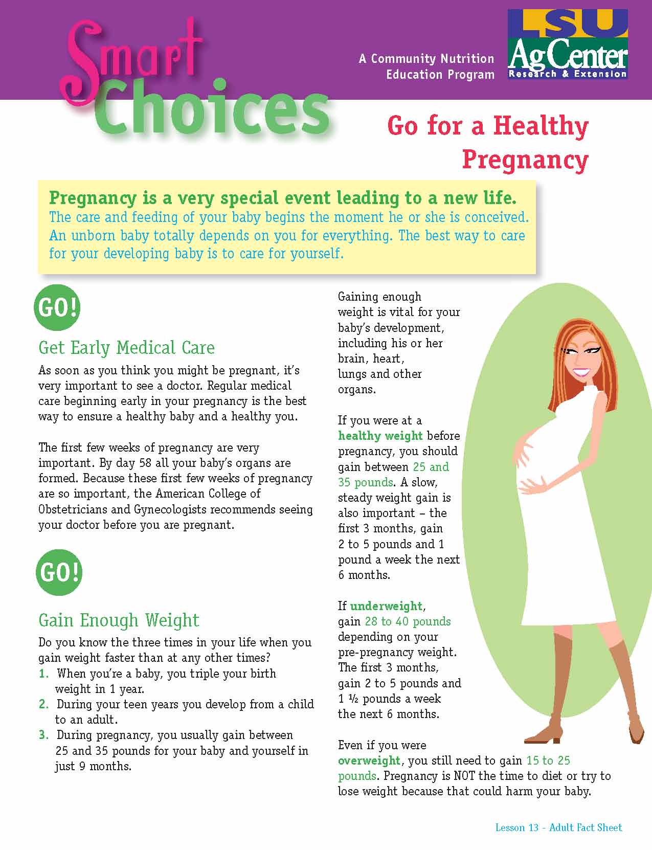 Smart Choices:  Go for a Healthy Pregnancy