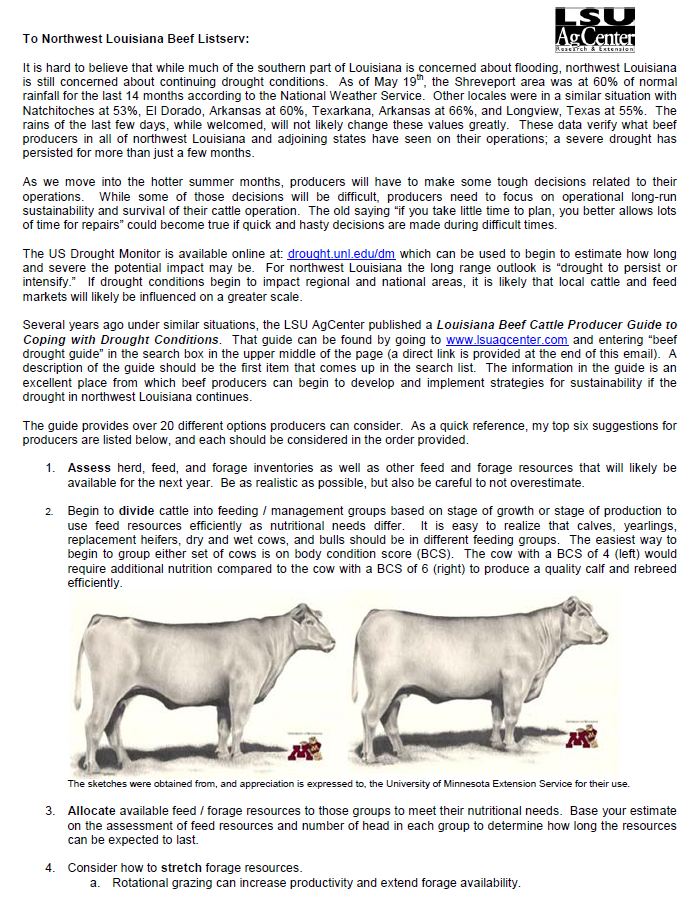 Northwest Louisiana Beef Cattle Newsletter