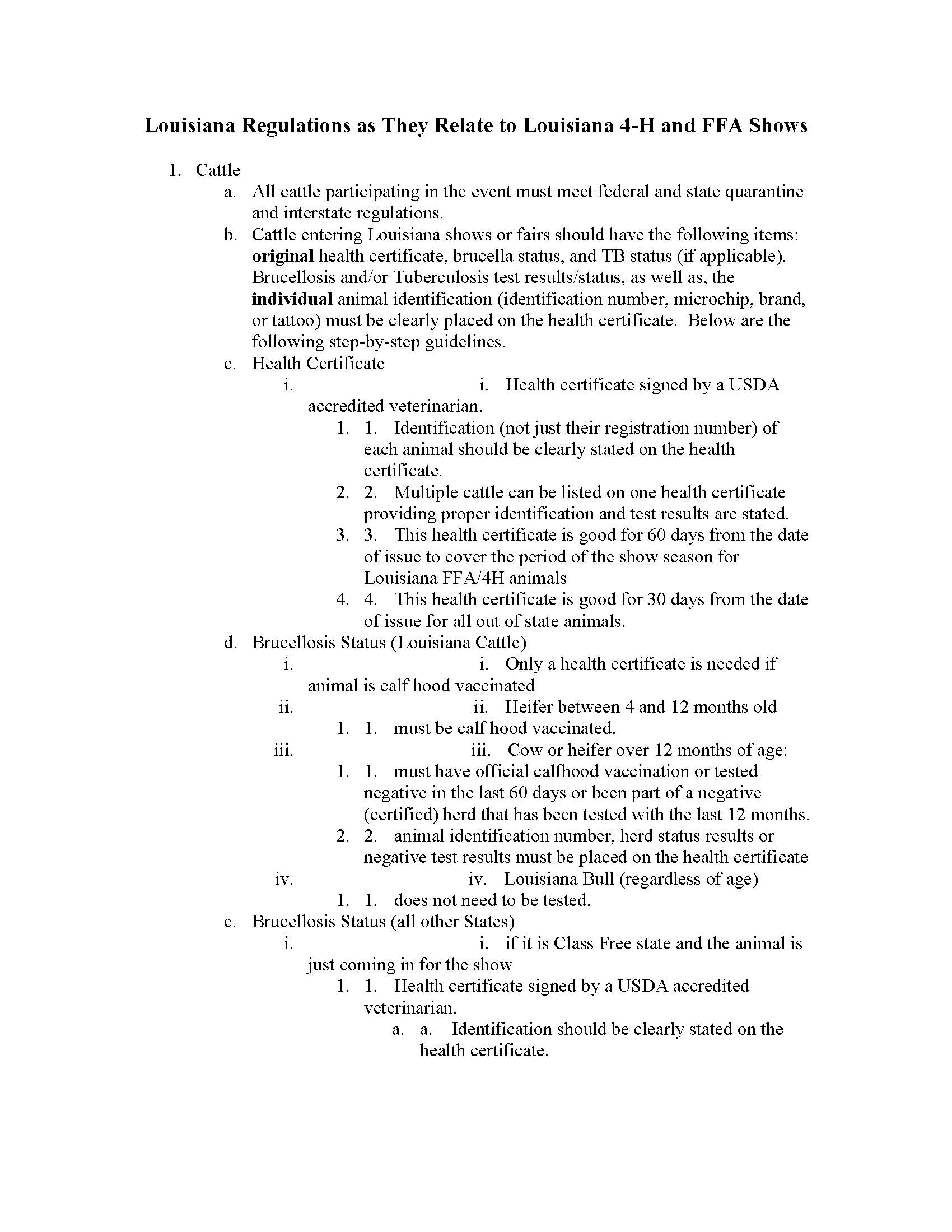 Animal Health Regulations