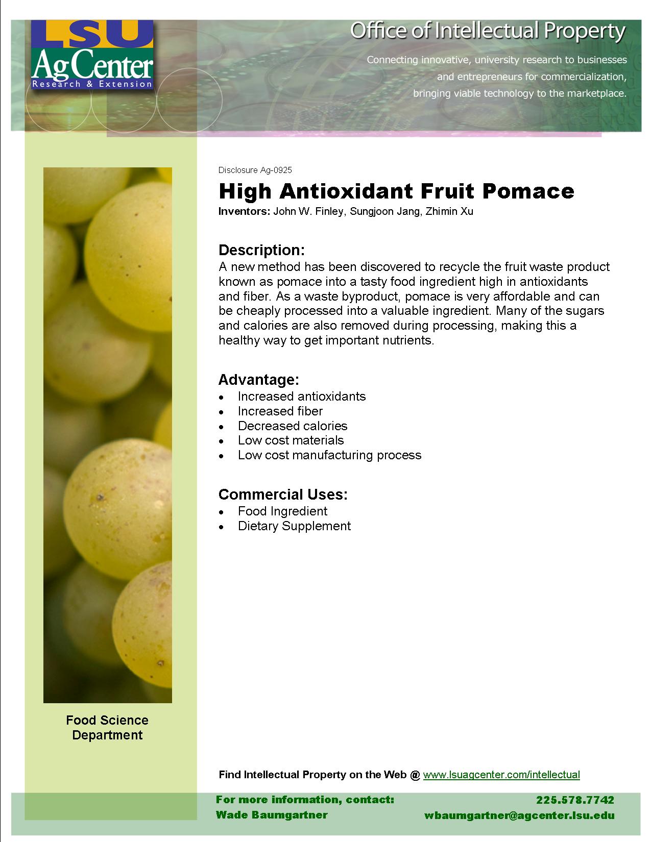 High Antioxidant Fruit Pomace