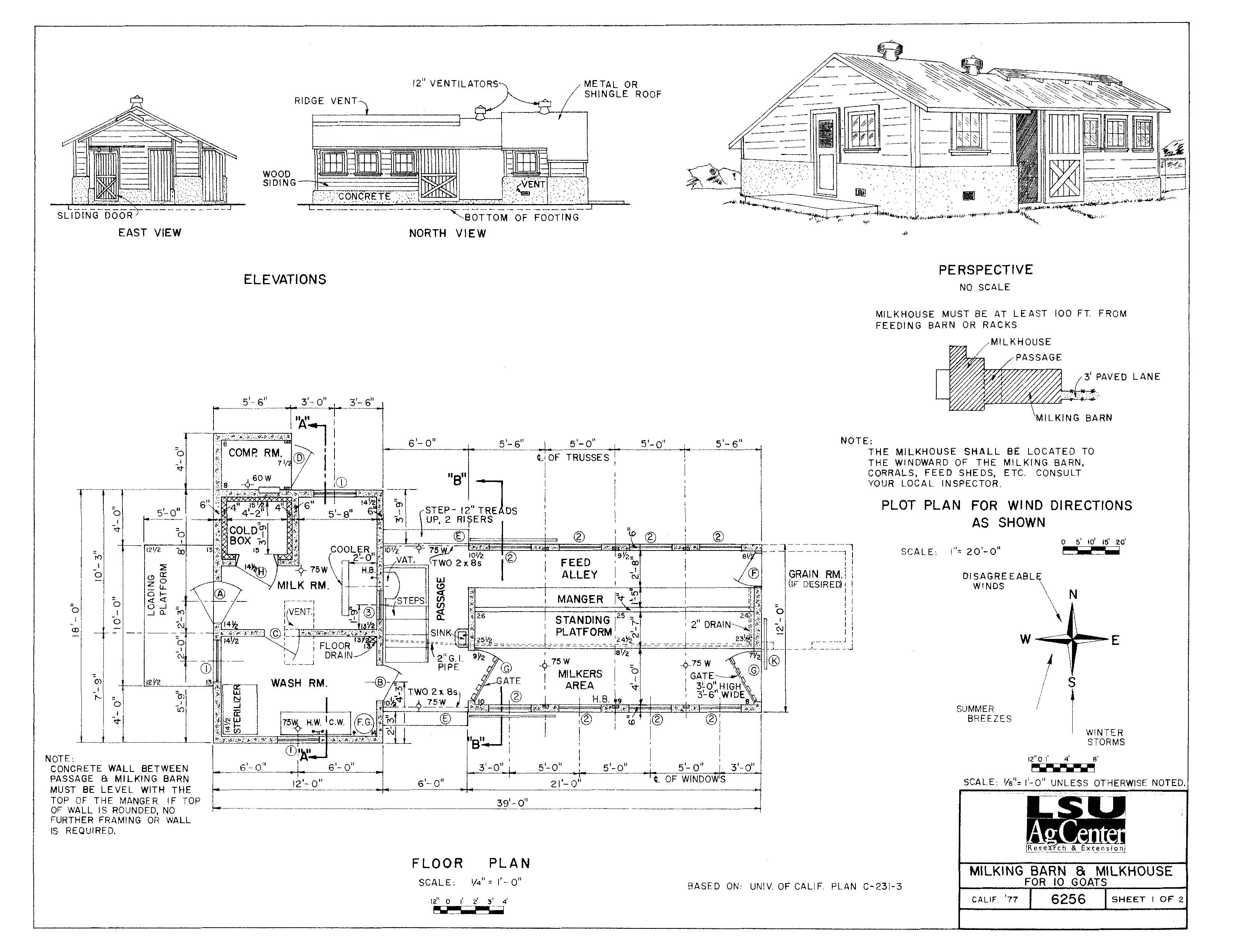 Milking Barn & Milkhouse (for 10 goats)