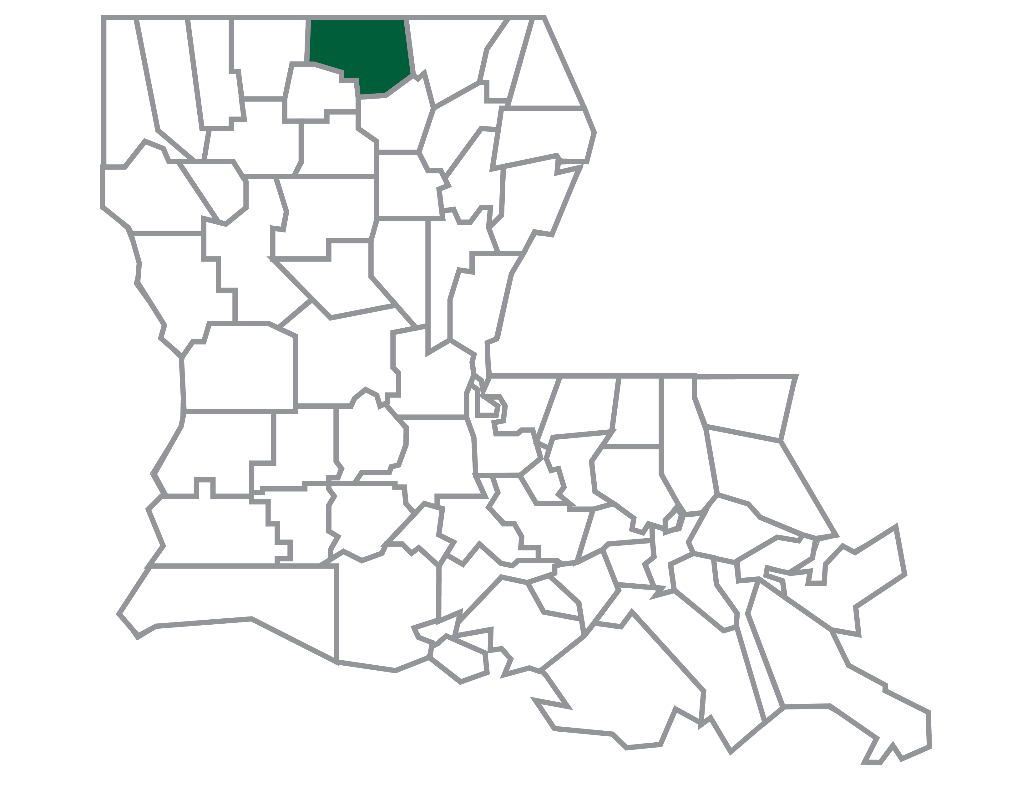 Map of Louisiana with Lincoln Parish highlighted.