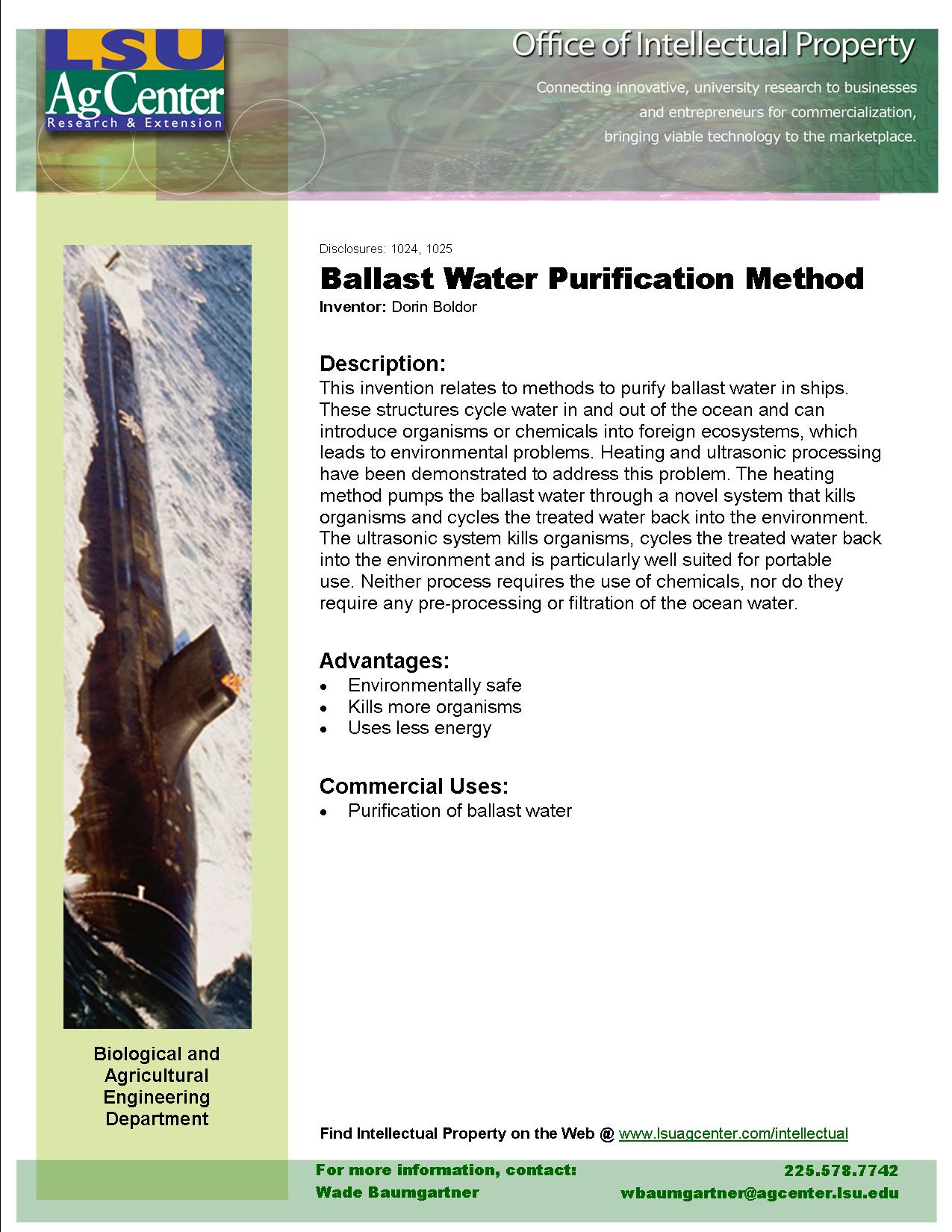 Ballast Water Purification Method