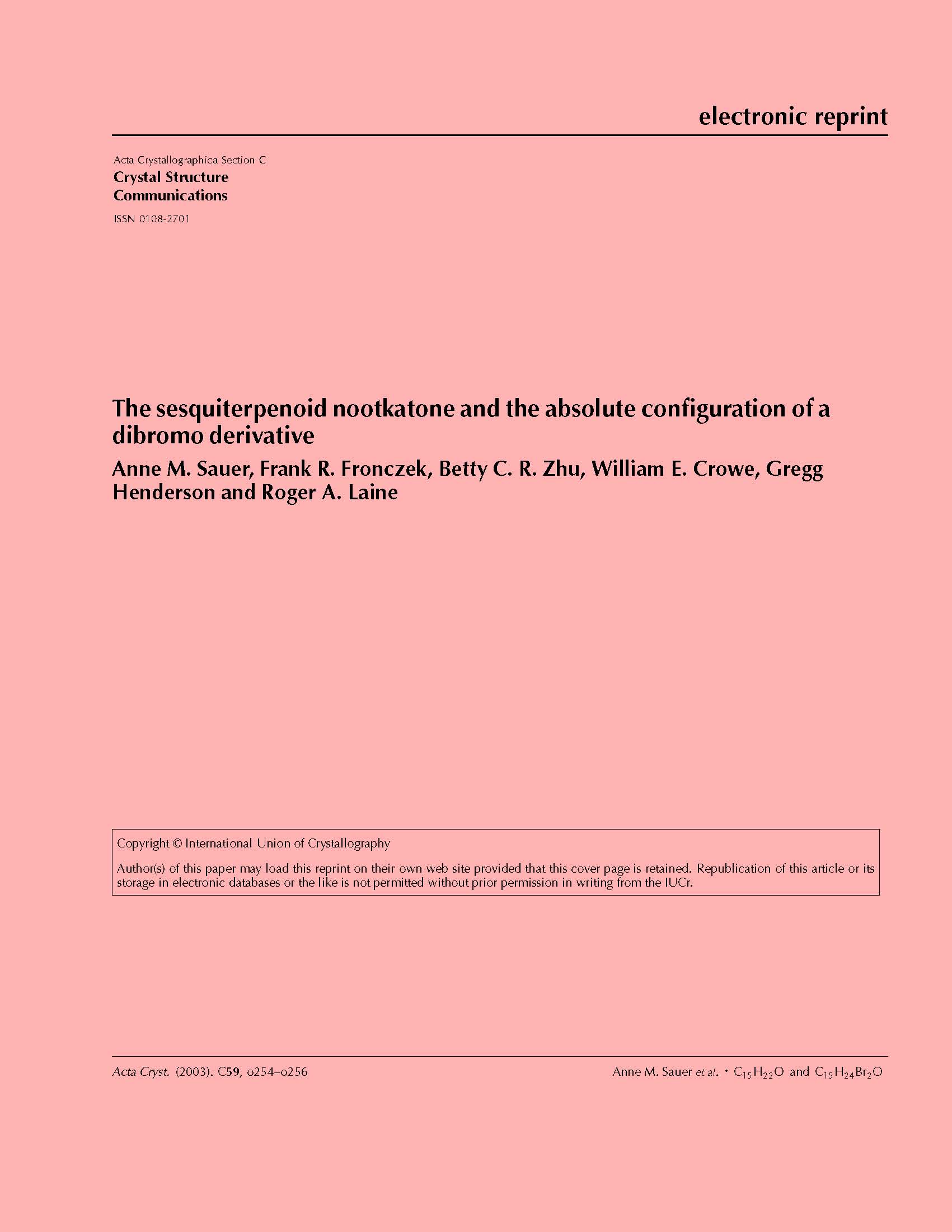 The Sesquiterpenoid Nootkatone and the Absolute Configuration of a Dibromo Derivative