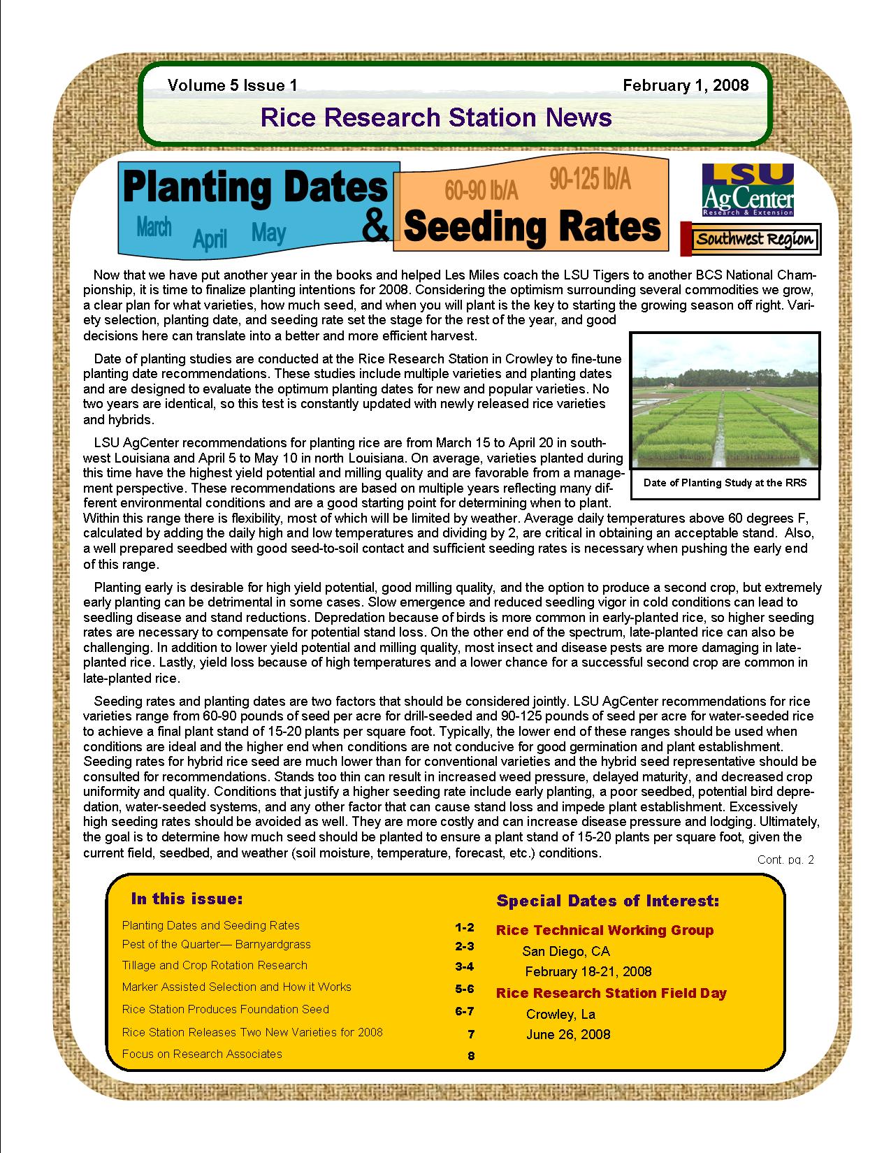 2008 Rice Station Newsletters
