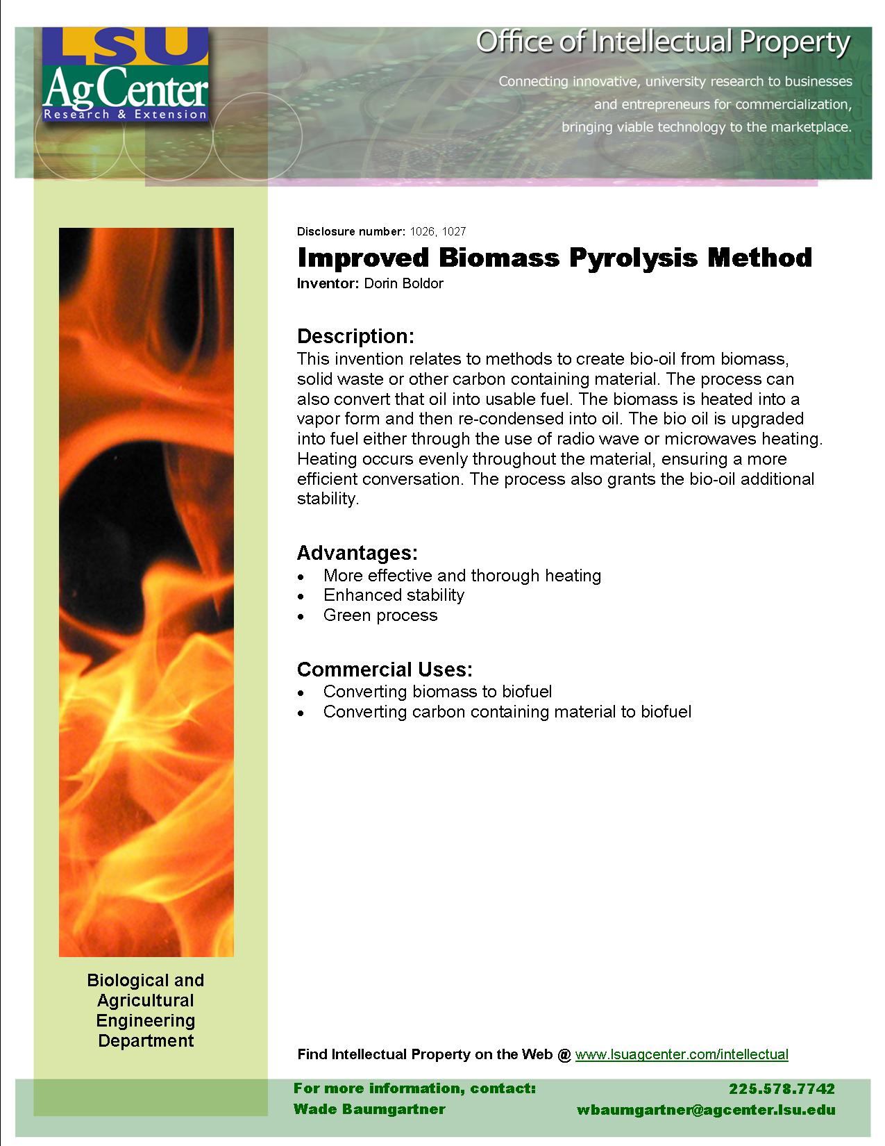 Improved Biomass Pyrolysis Method