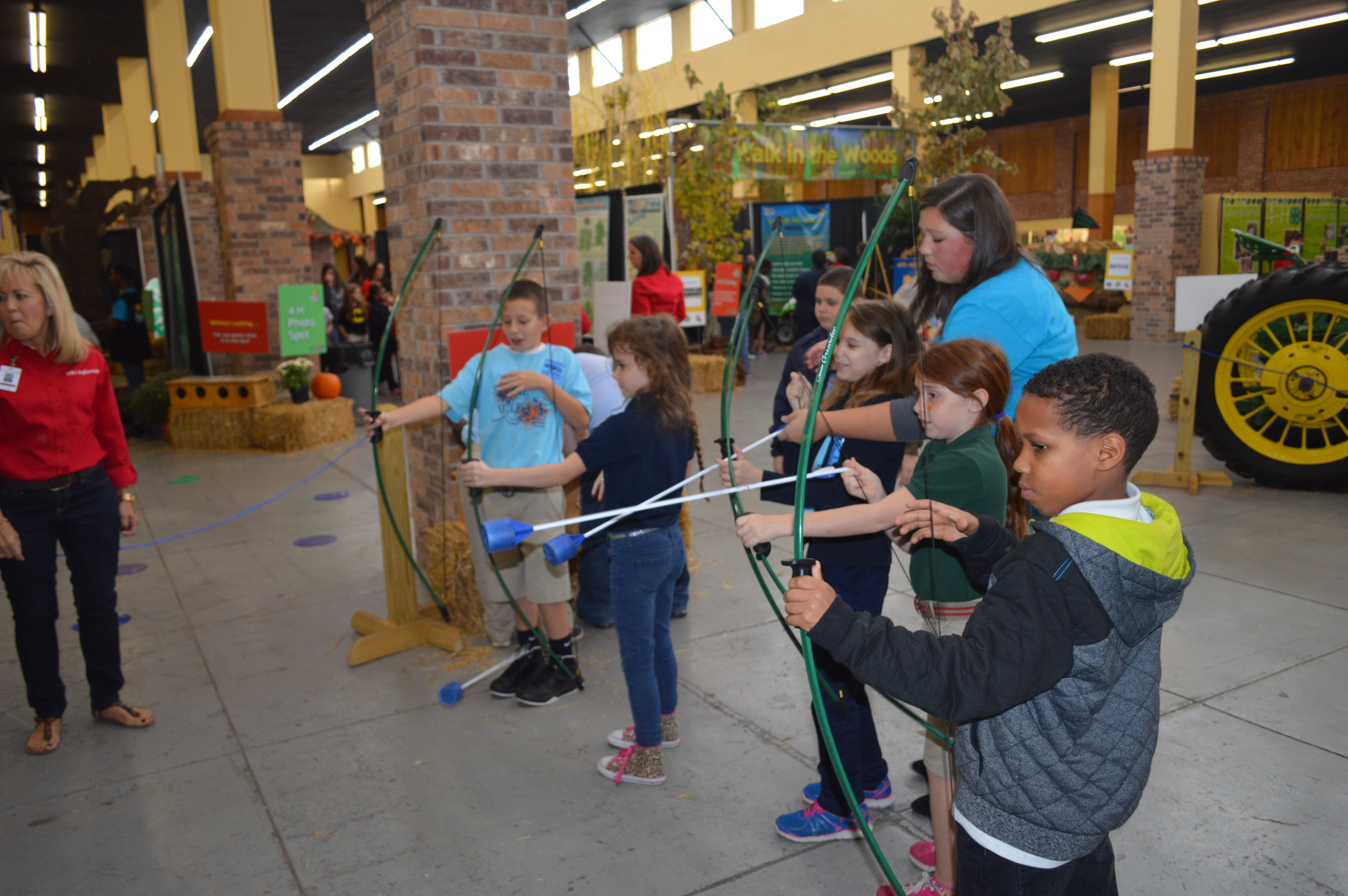 Students try archery.
