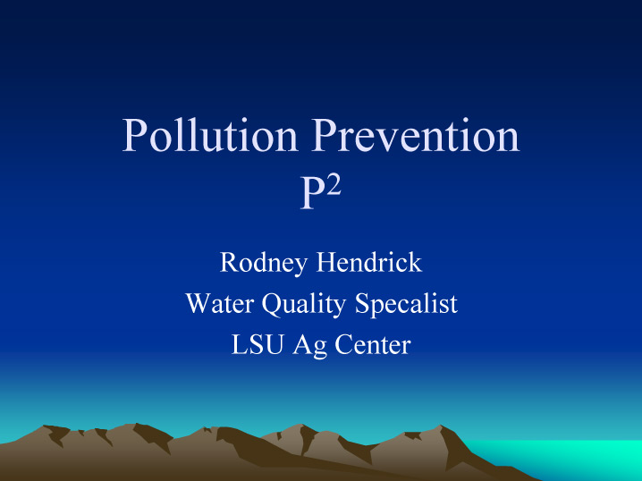 Pollution Prevention