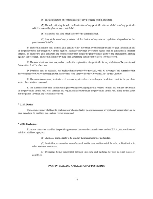 Louisiana Pesticide Law