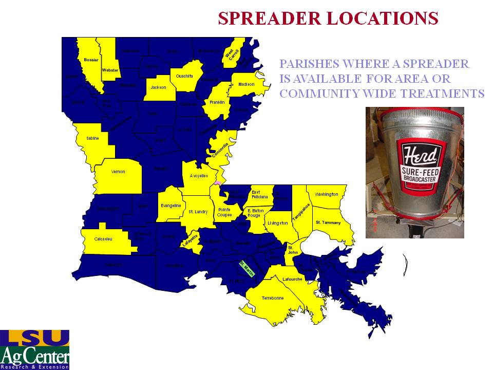 Parishes with Spreaders for Area-wide Programs