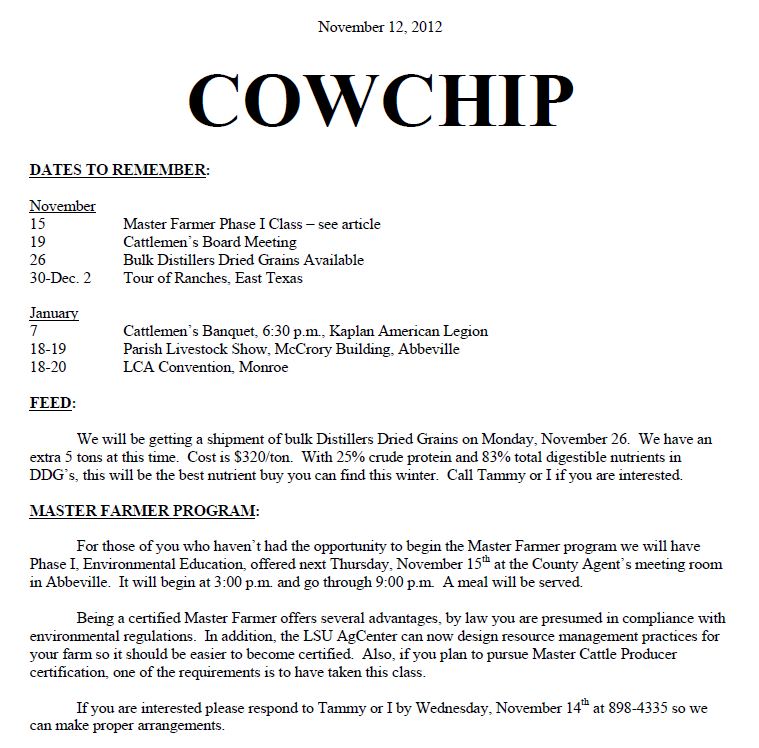 Cowchip - November 12 2012