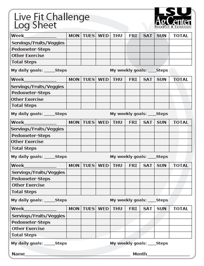 Live Fit Log Sheet