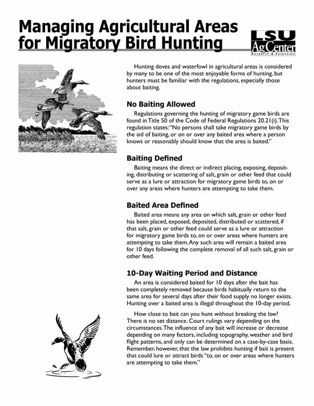 Managing Agricultural Areas for Migratory Bird Hunting