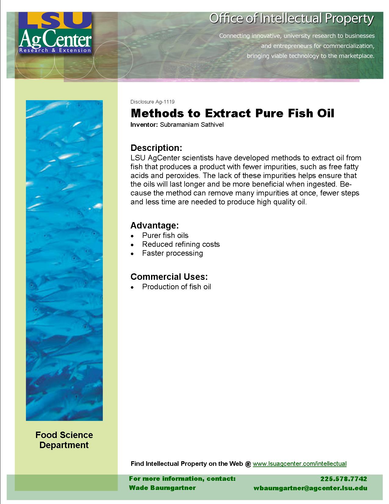 Methods to Extract Pure Fish Oil