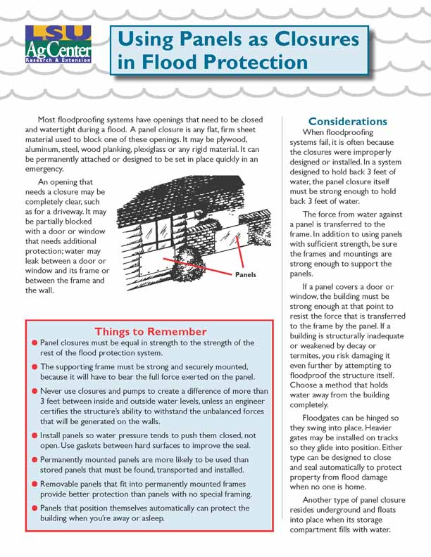 Using Panels as Closures in Flood Protection