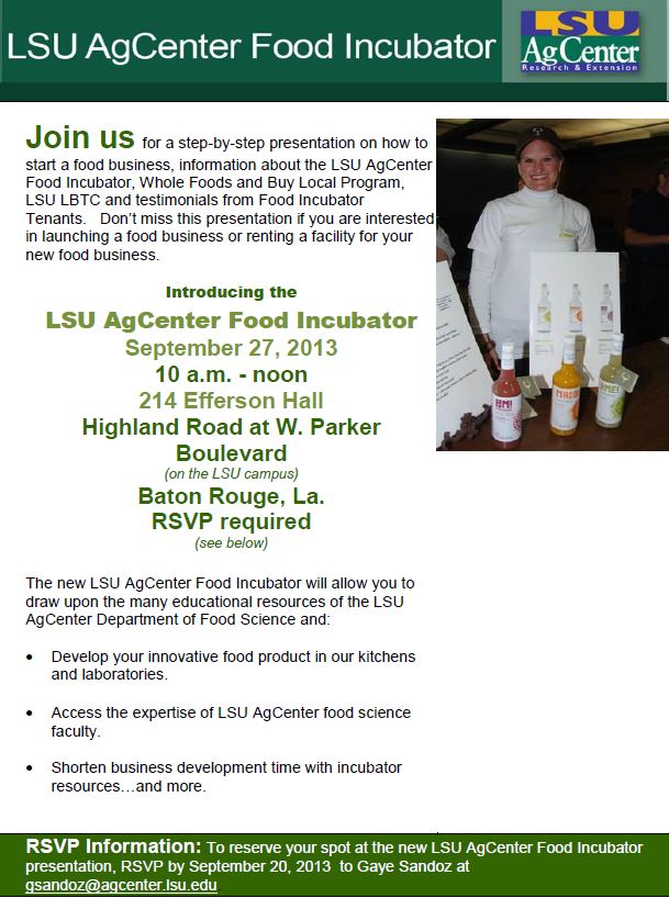 Learn How the LSU AgCenter Food Incubator Can Help You