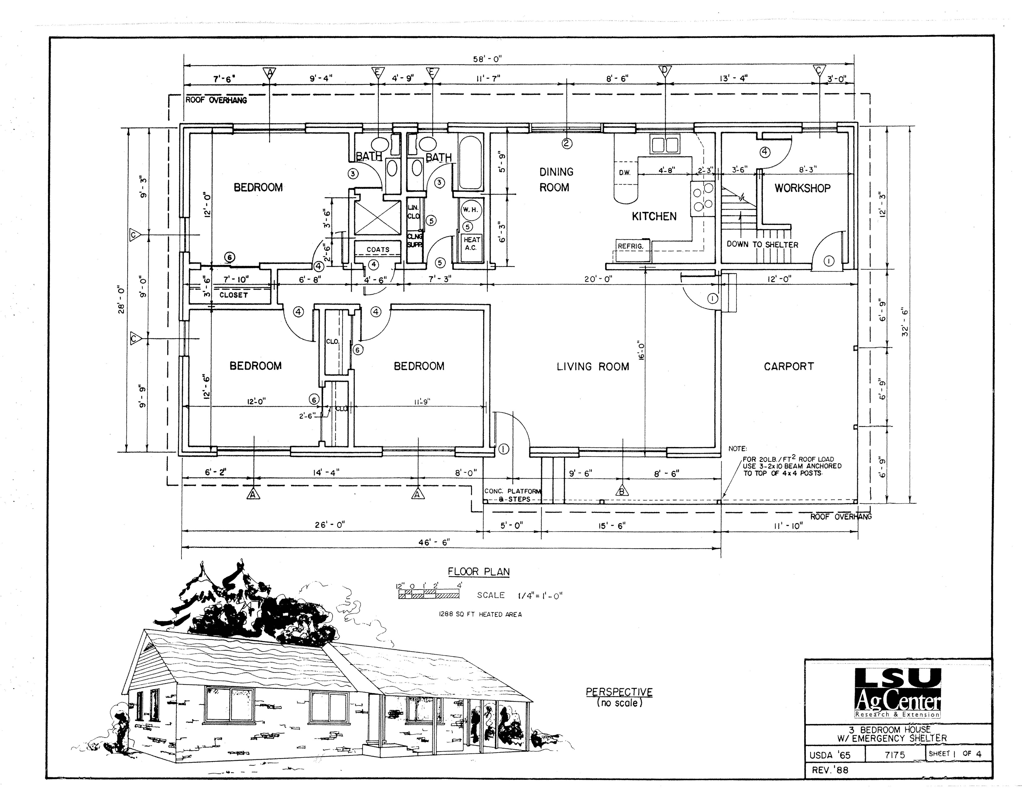 Three Bedroom House with Emergency Shelter