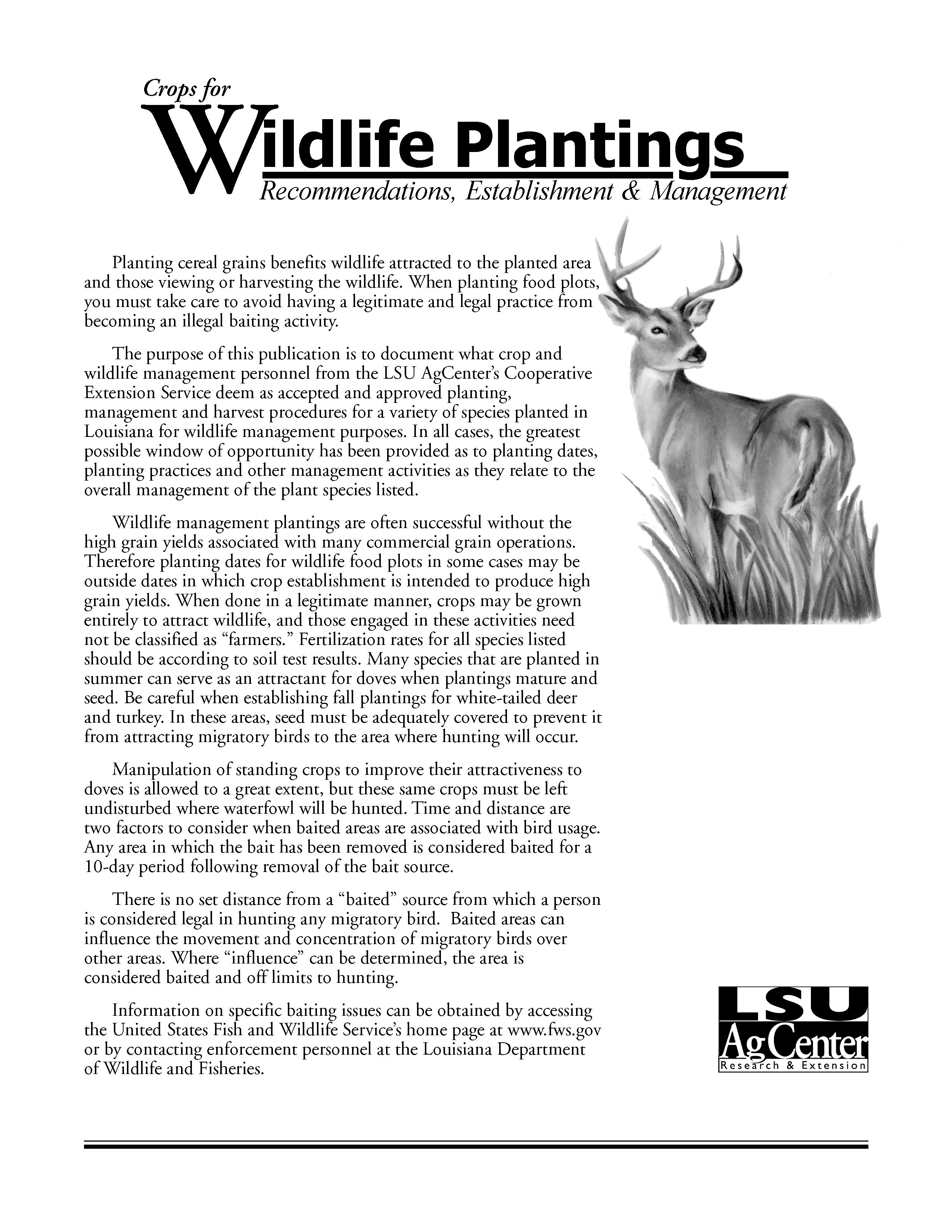 Crops for  Wildlife Plantings