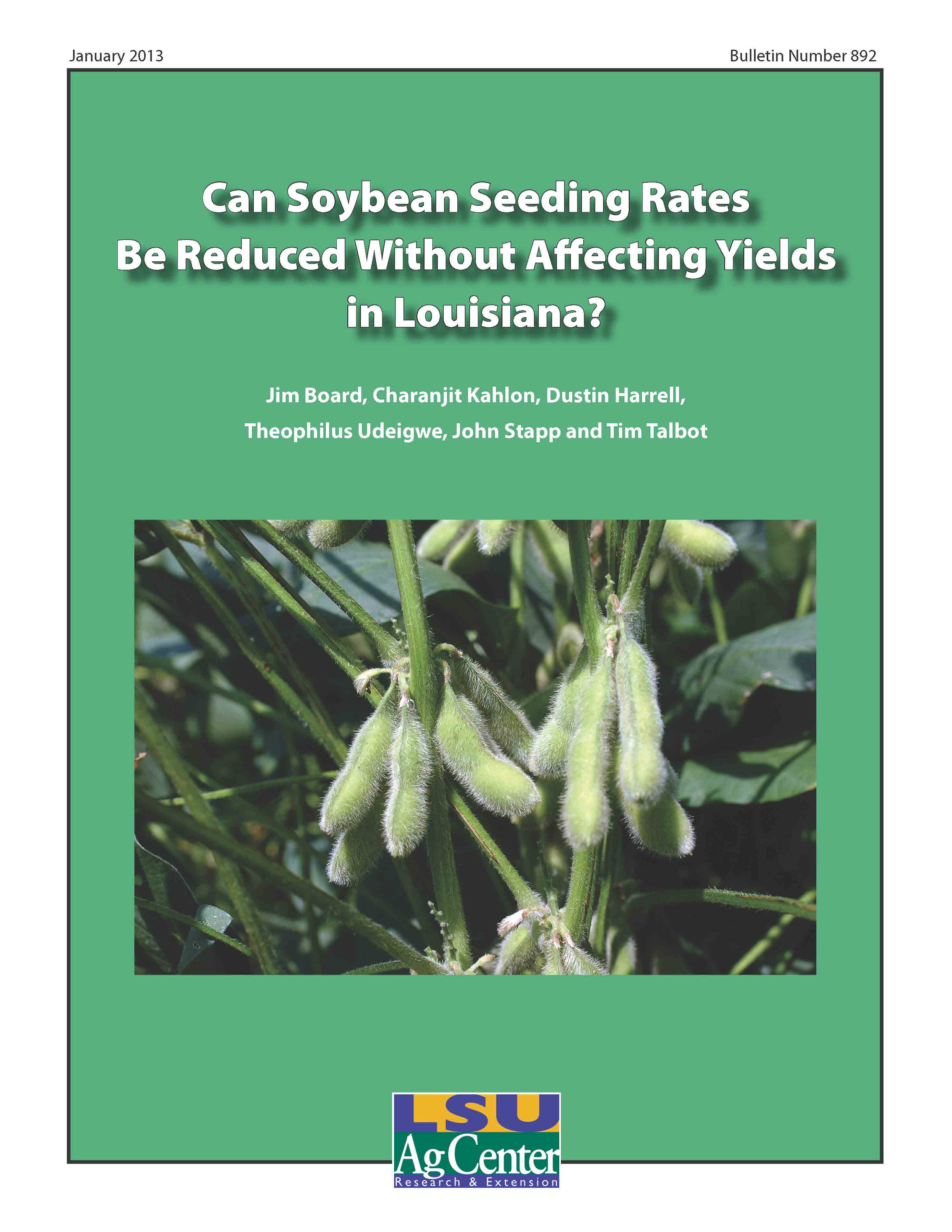 Can Soybean Seedling Rates Be Reduced Without Affecting Yields in Louisiana