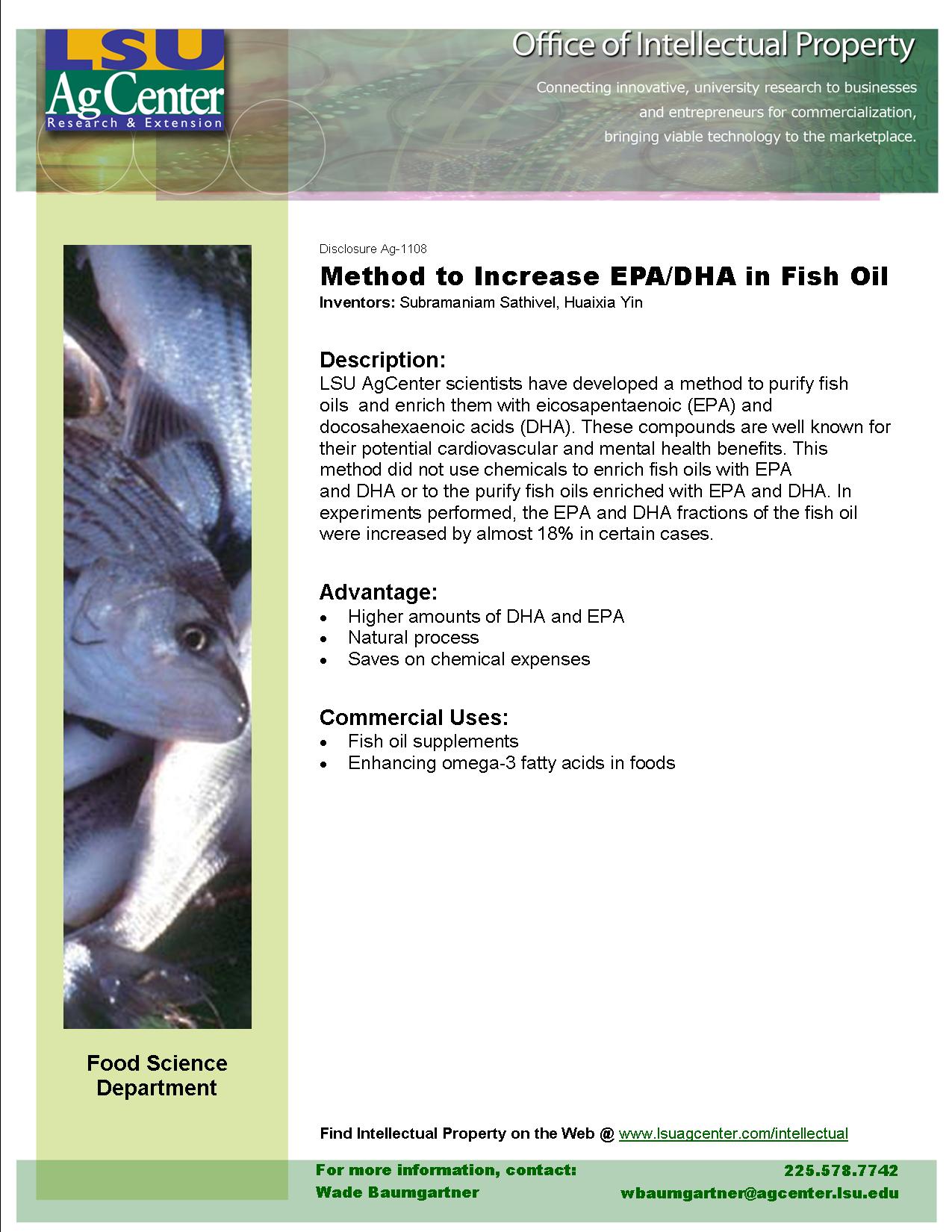 Method to Increase EPA/DHA in Fish Oil