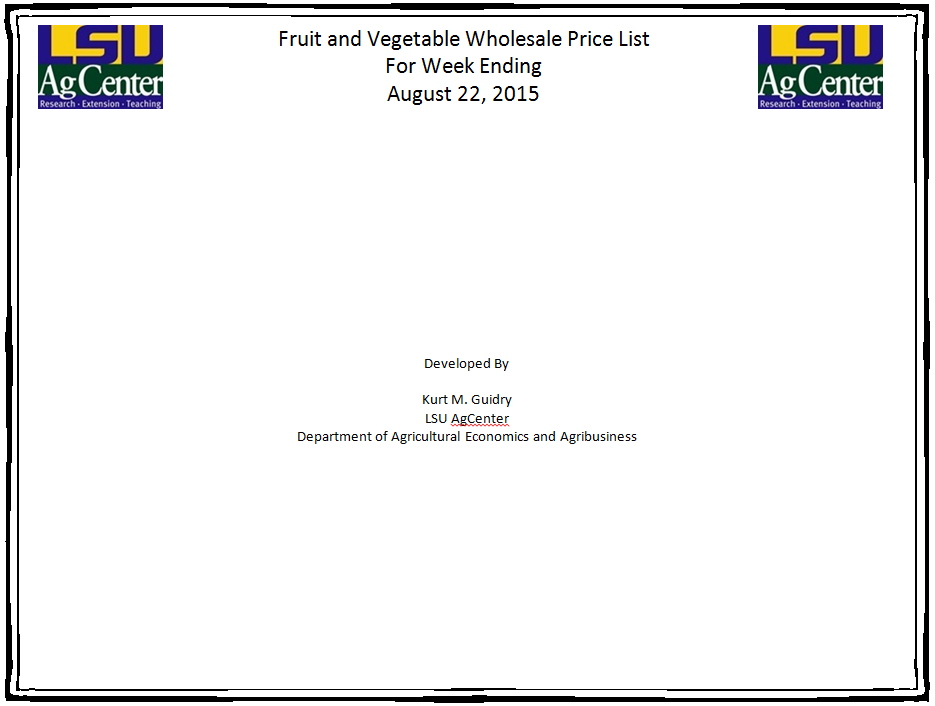 Fruit and Vegetable Wholesale Price List 8-22-15