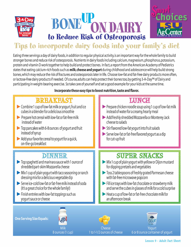 Smart Choices:  Bone Up on Dairy to Reduce Risk of Osteoporosis
