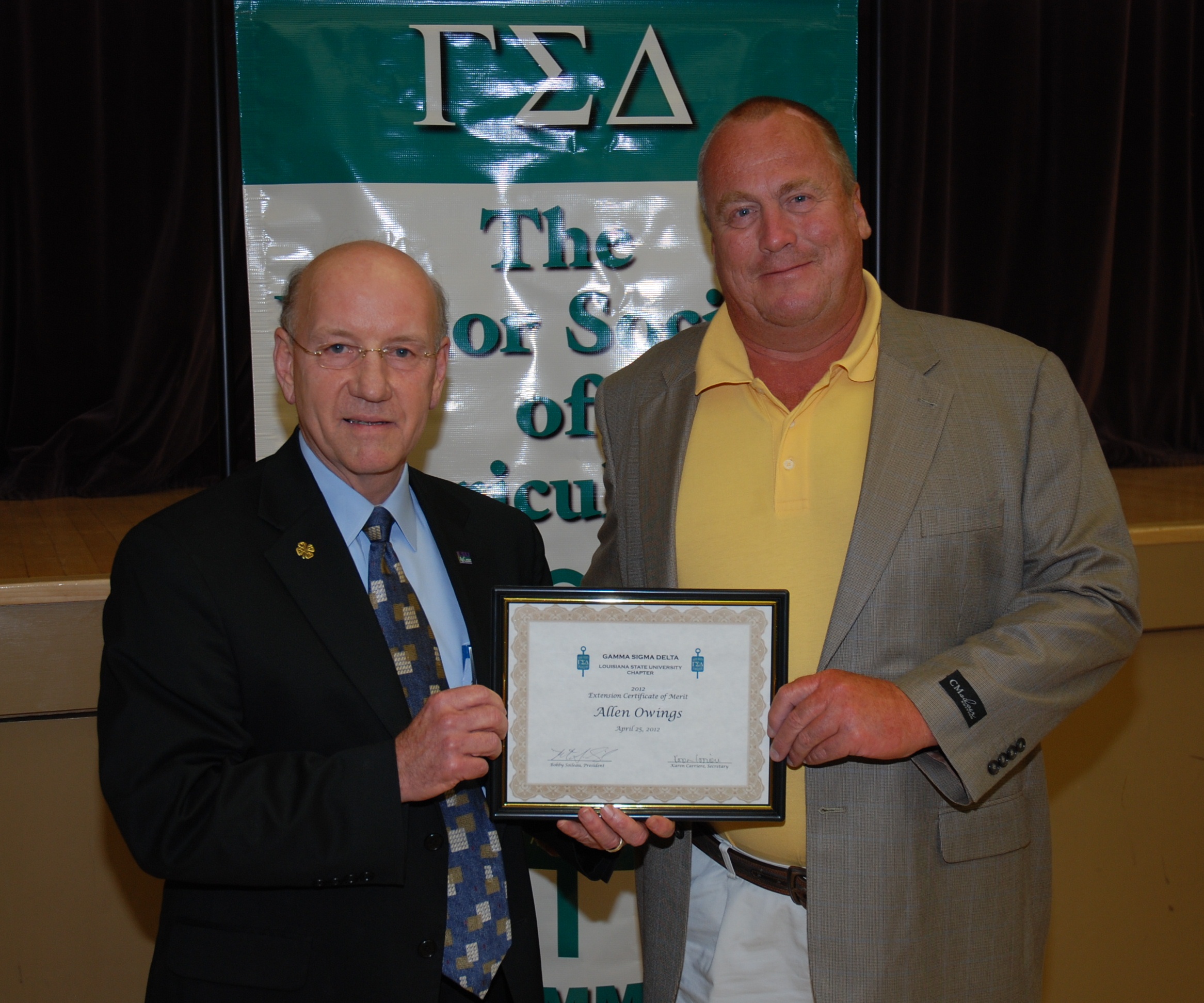 Owings receives Extension Merit of Honor award.