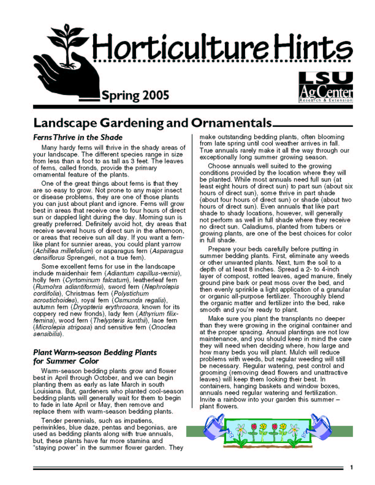 Horticulture Hints Spring 2005