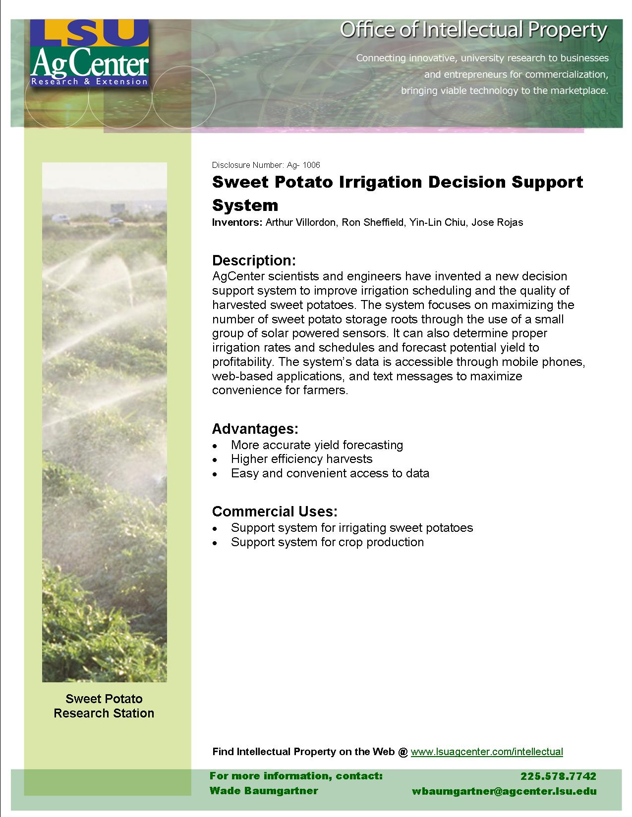 Sweet Potato Irrigation Decision Support System