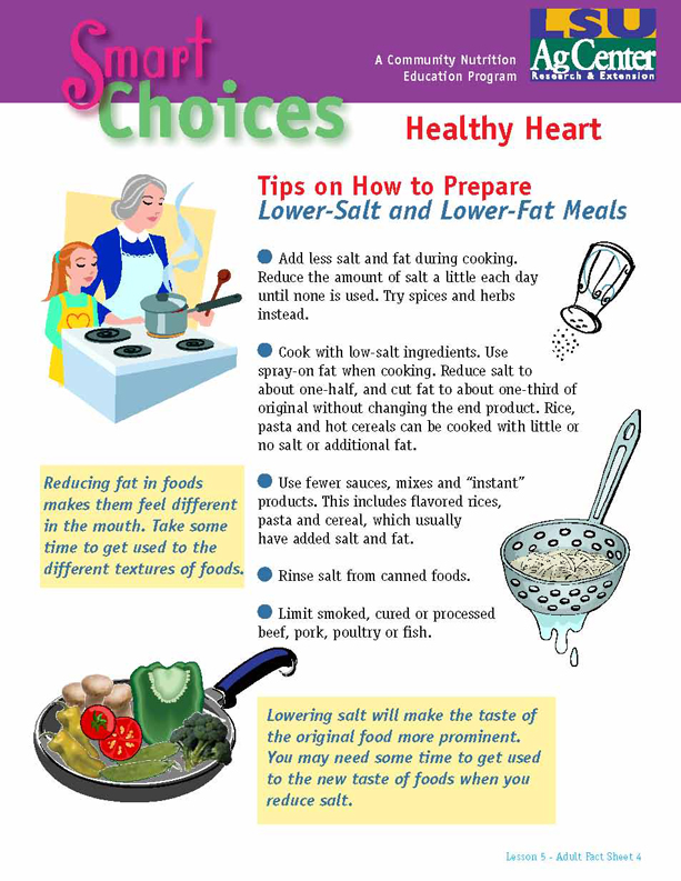 Smart Choices:  Tips on How to Prepare Lower-Salt and Lower-Fat Meals