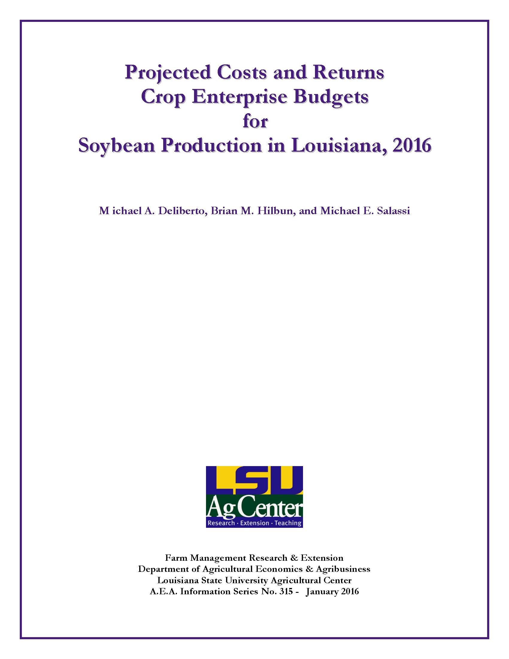 2016 Soybean Budgets