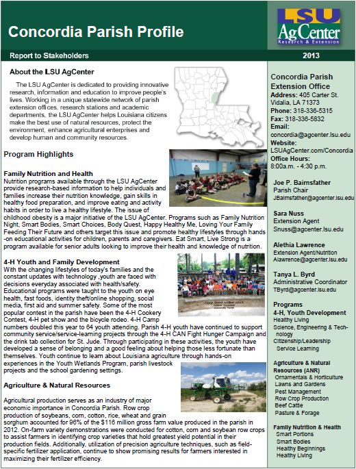 Concordia Parish Profile 2013