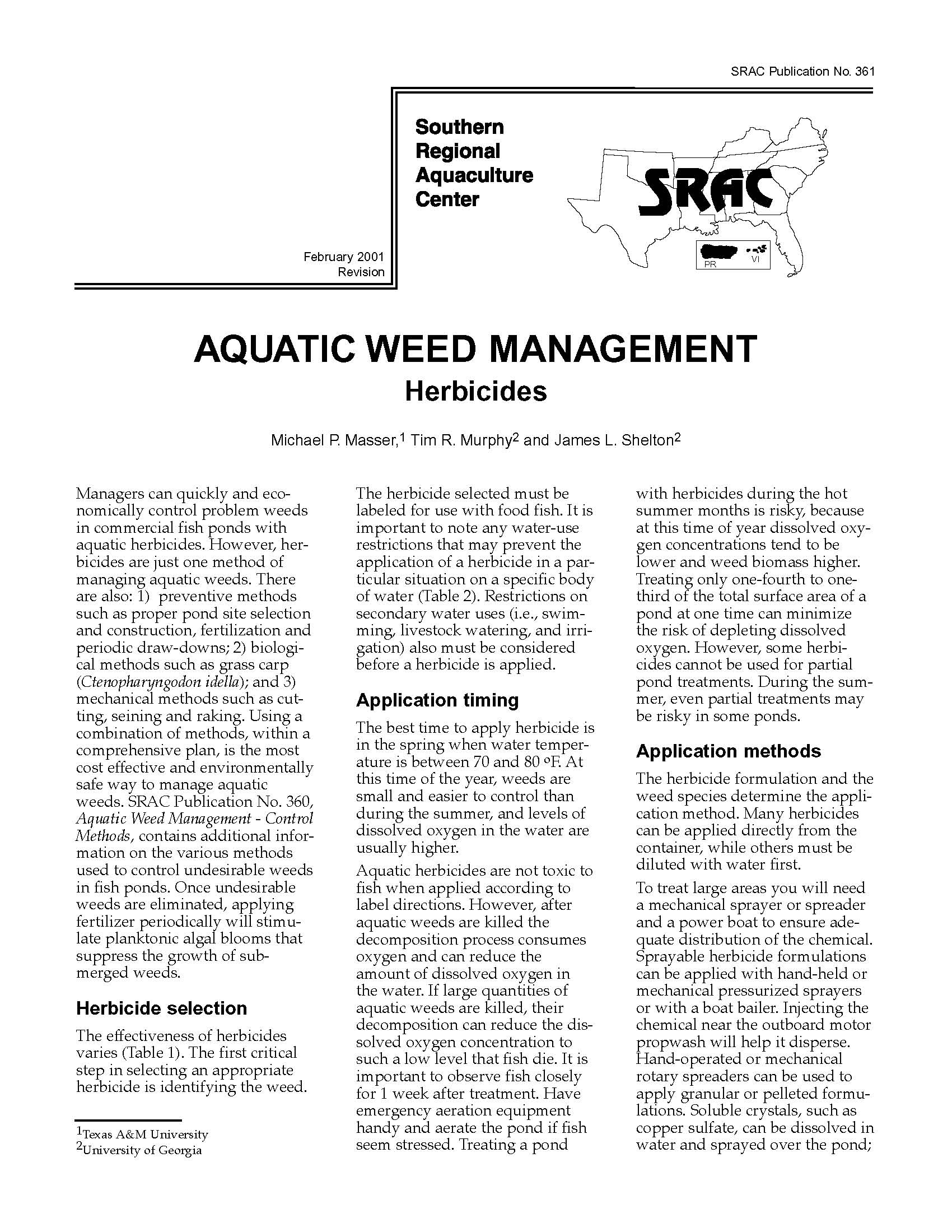 Aquatic Weed Management: Herbicides
