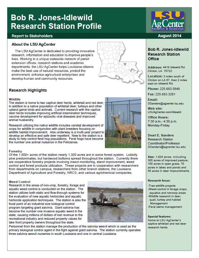 2014 Bob R. Jones-Idlewild Research Station Profile