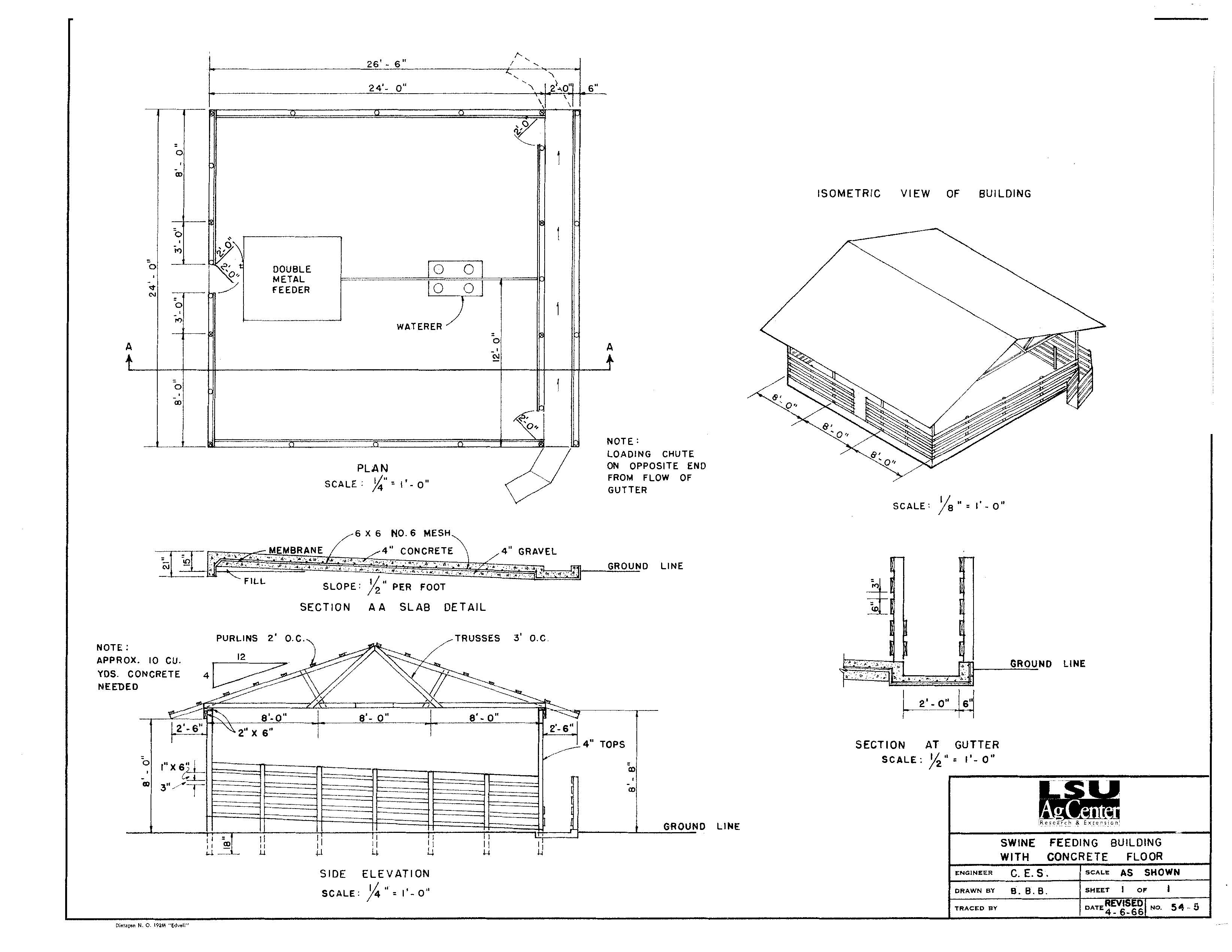 Swine Feeding Building with Concrete Floor