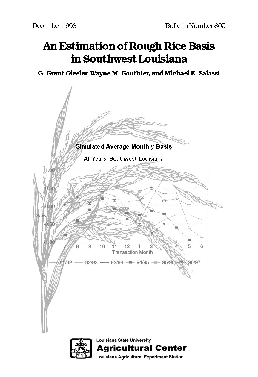 An Estimation of Rough Rice Basis in Southwest Louisiana (1998)