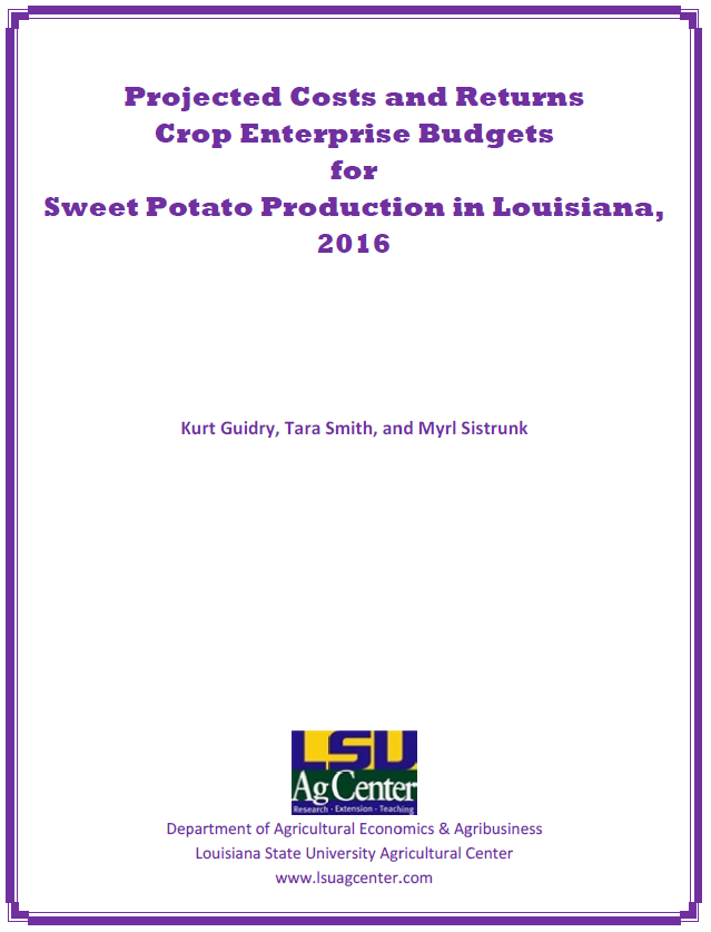 2016 Sweet Potato Budgets