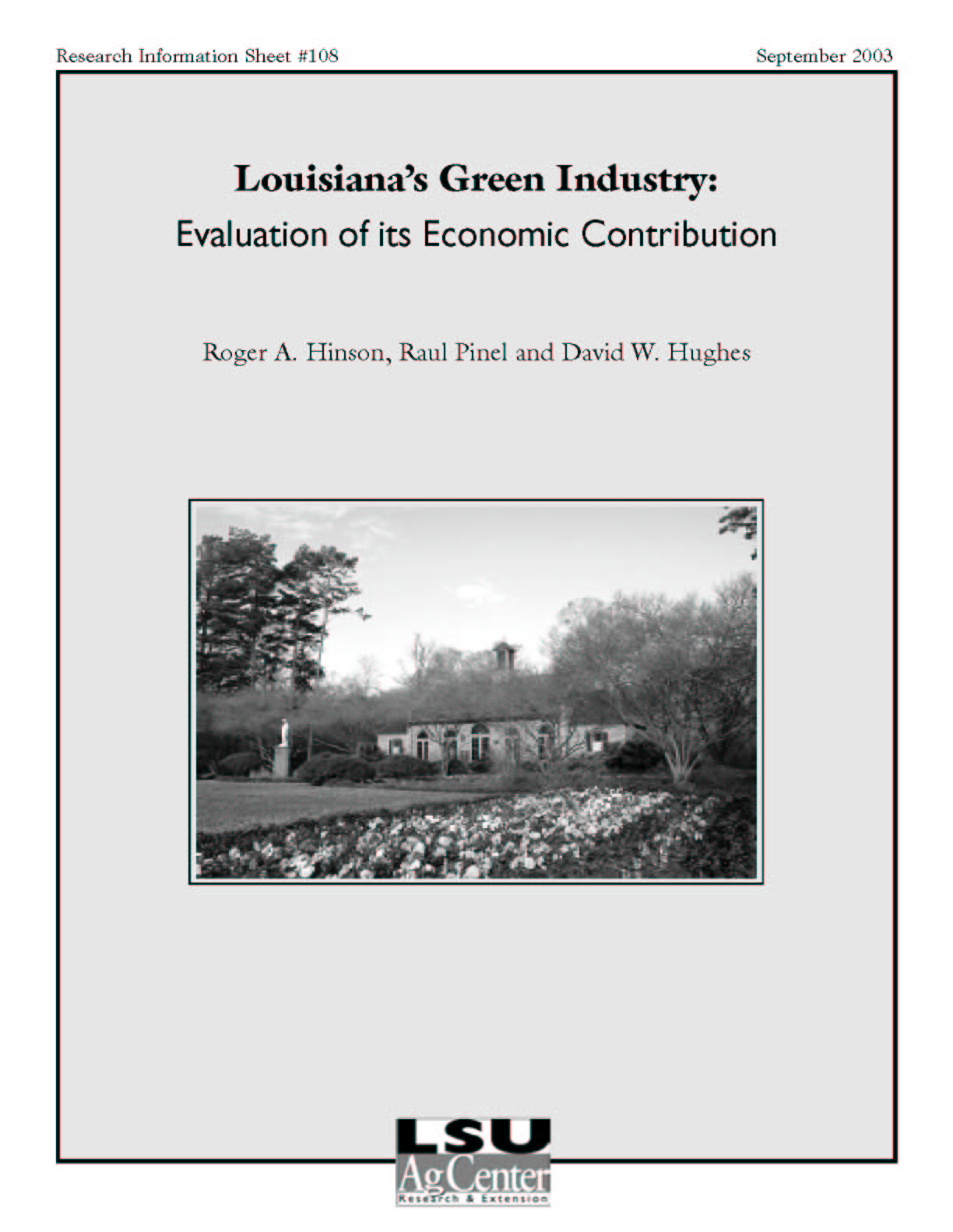 Louisianas Green Industry: Evaluation of its Economic Contribution (September 2003)