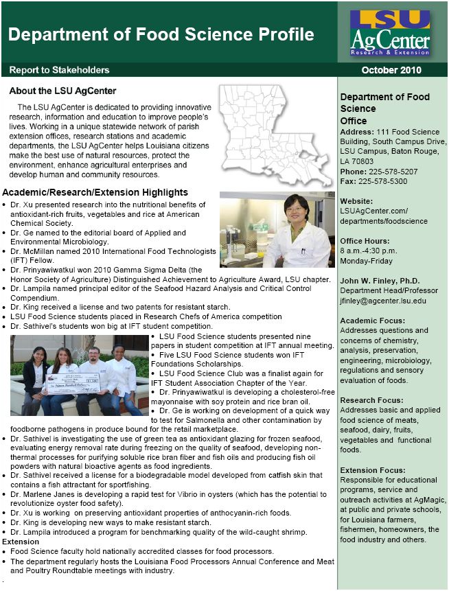 Department of Food Science Profile