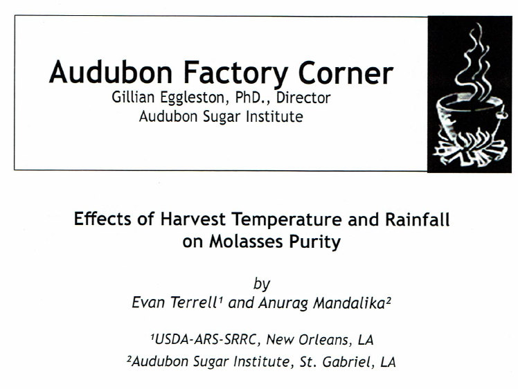 Effects of Harvest Temperature and Rainfall on Molasses Purity