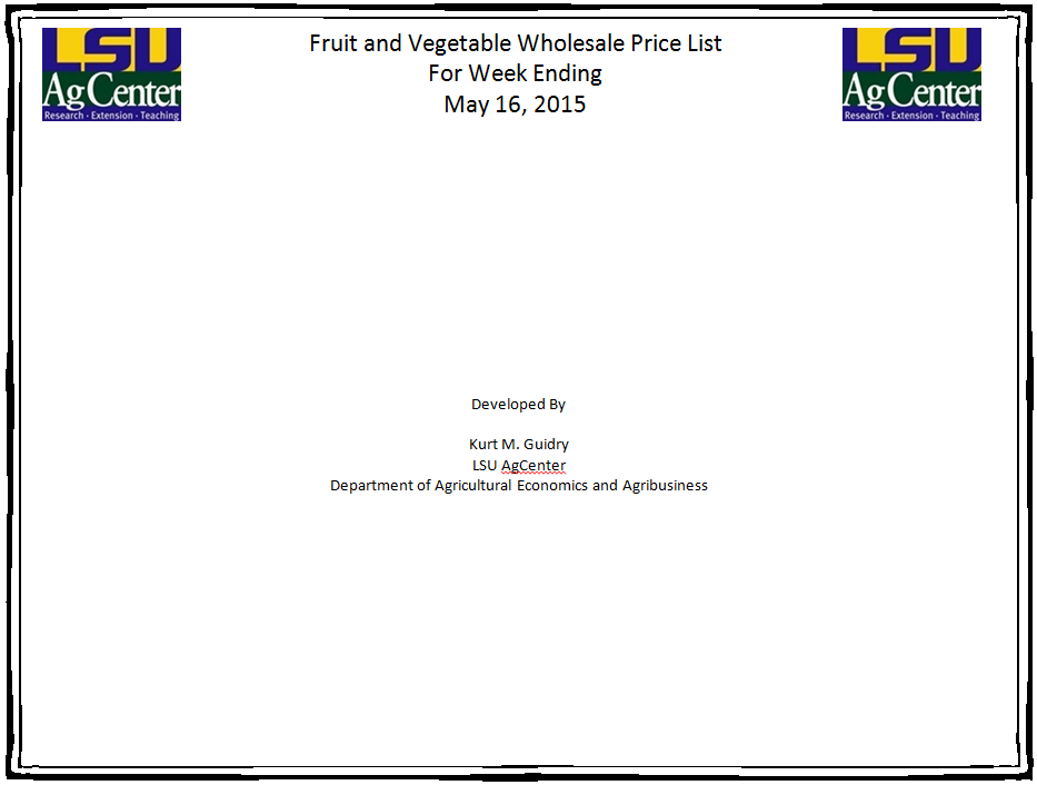 Fruit and Vegetable Wholesale Prices