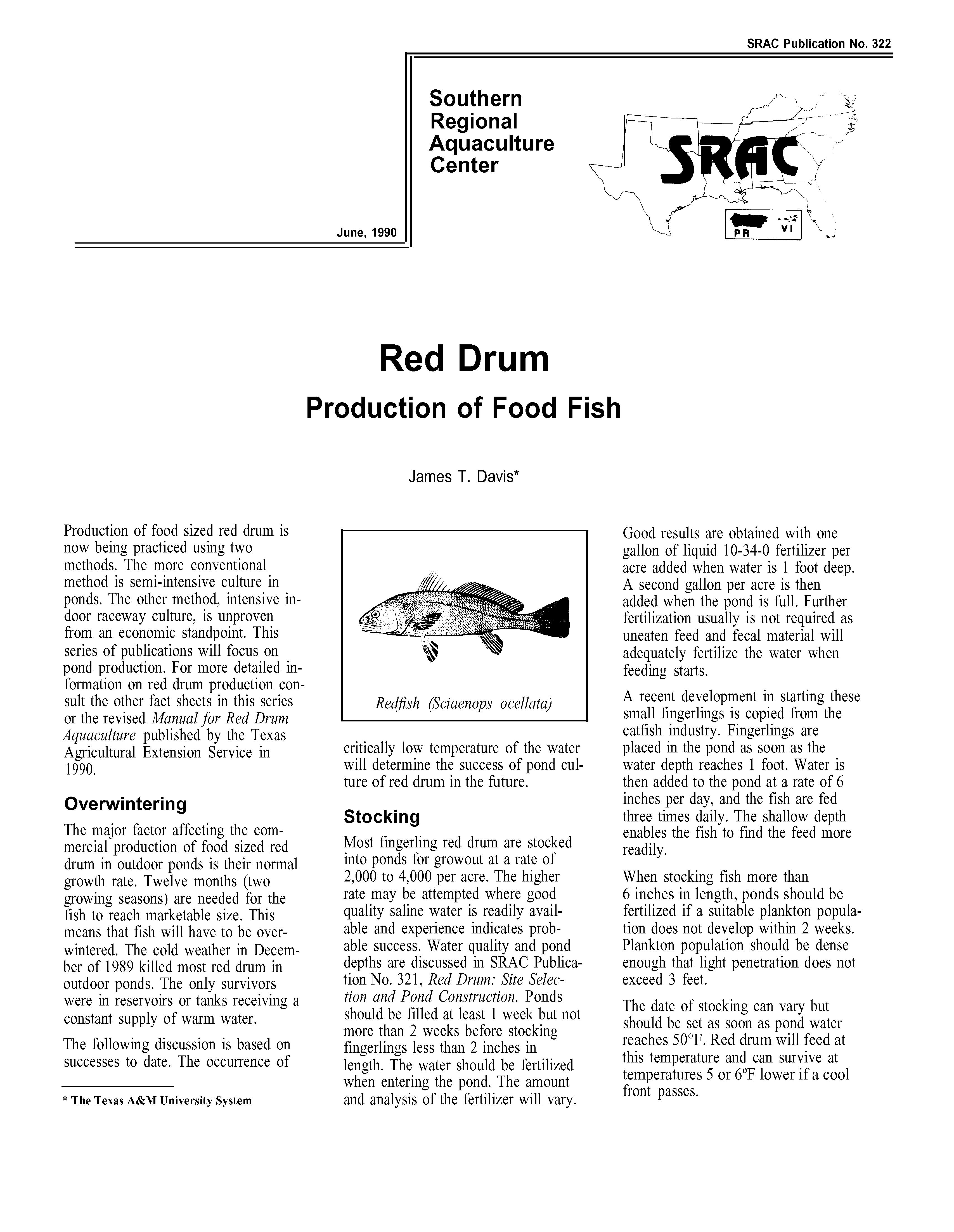Red Drum: Production of Food Fish