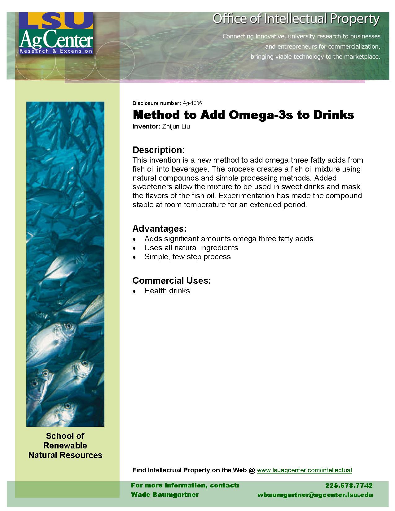 Method to Add Omega-3s to Drinks