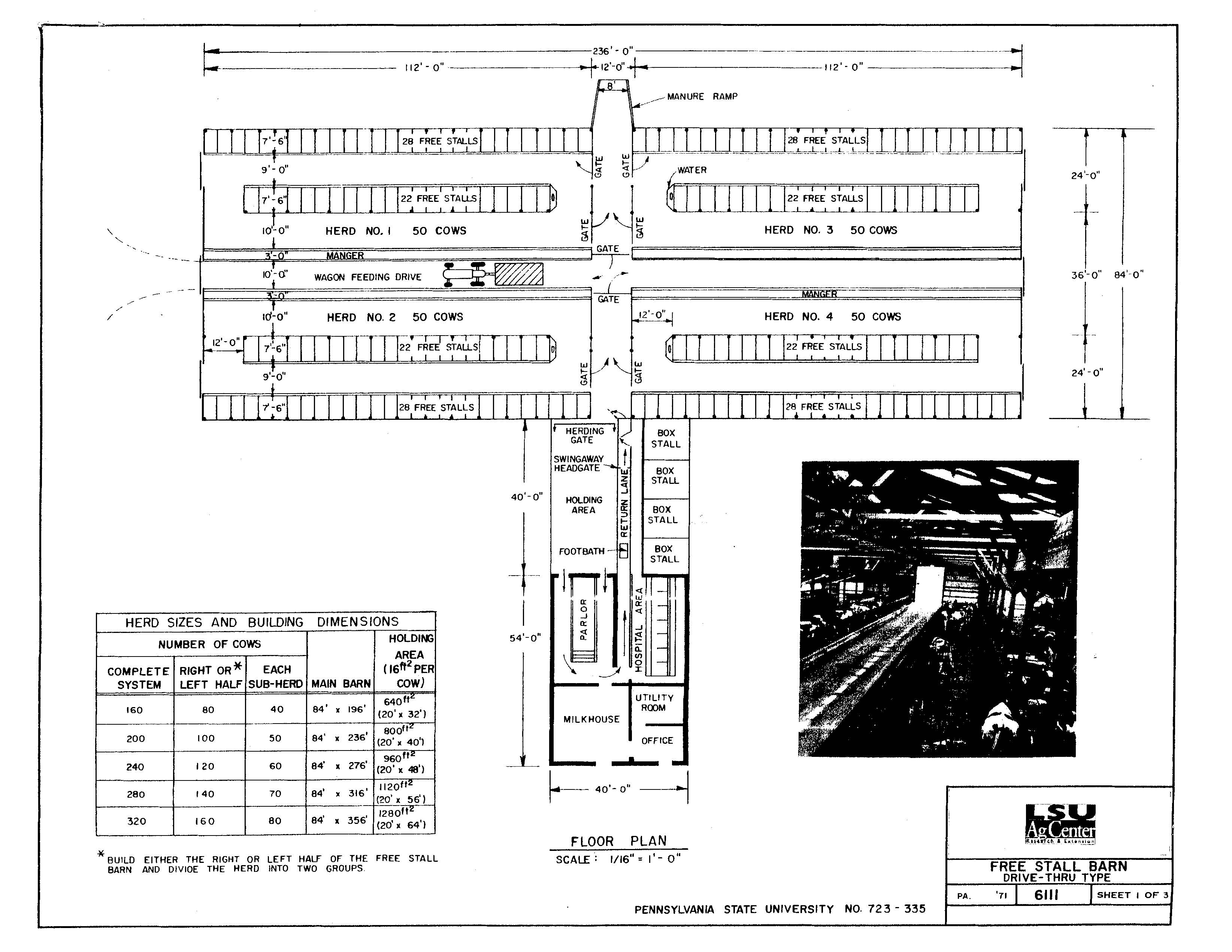 Free-stall Barn (drive through)